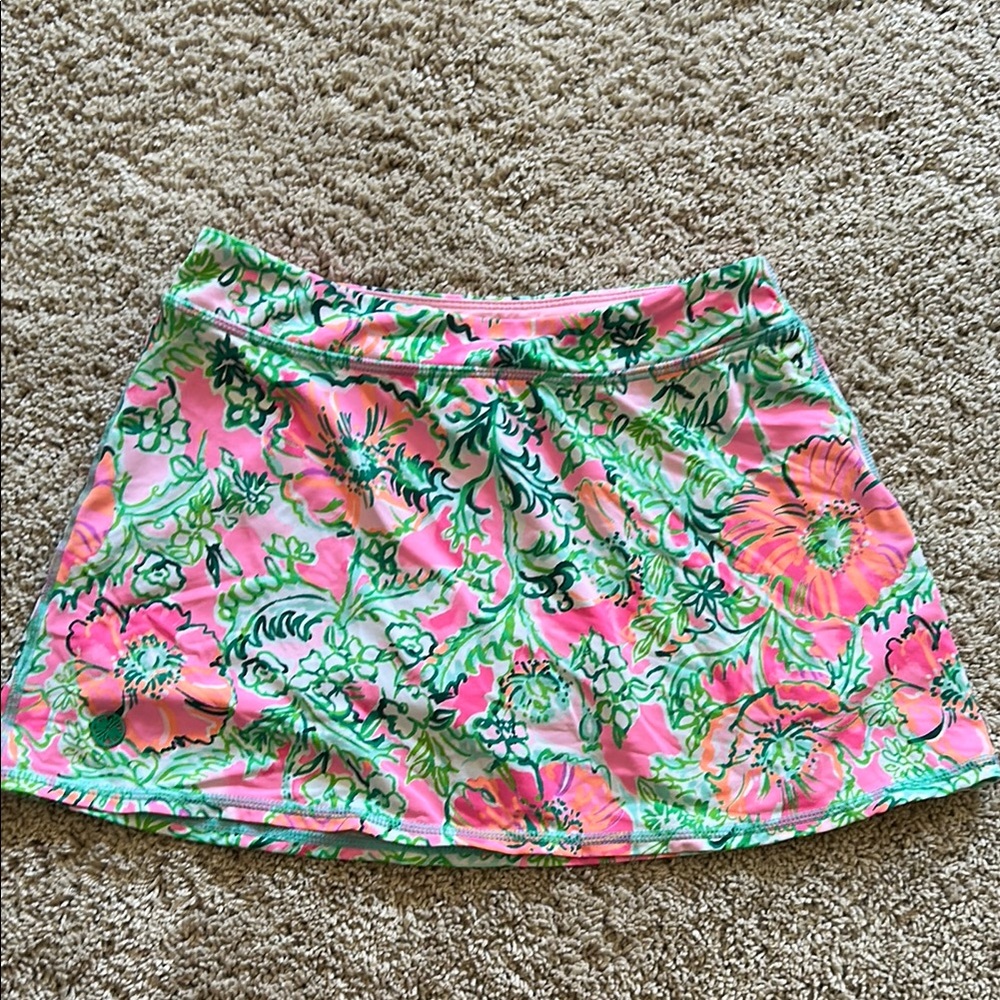 Lilly Pulitzer Pink and Green Luxletic Skort - Size Large 8-10